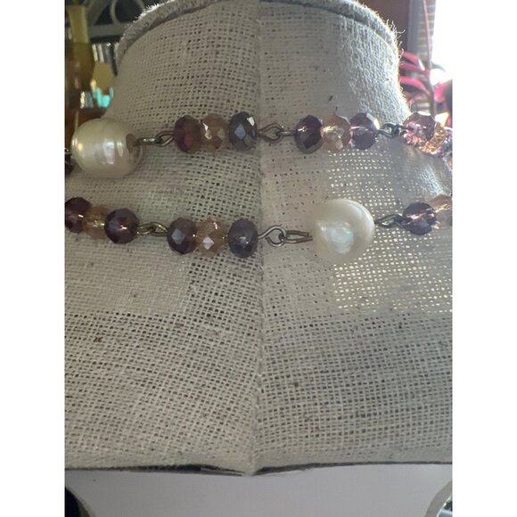 Pearl & Fire Lavender Glass Necklace -- 36" - Picture 6 of 10
